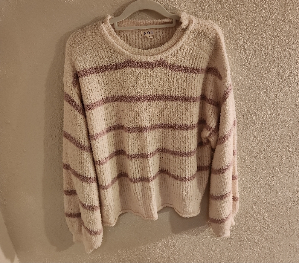 POL Striped Sweater Cream Pink Small